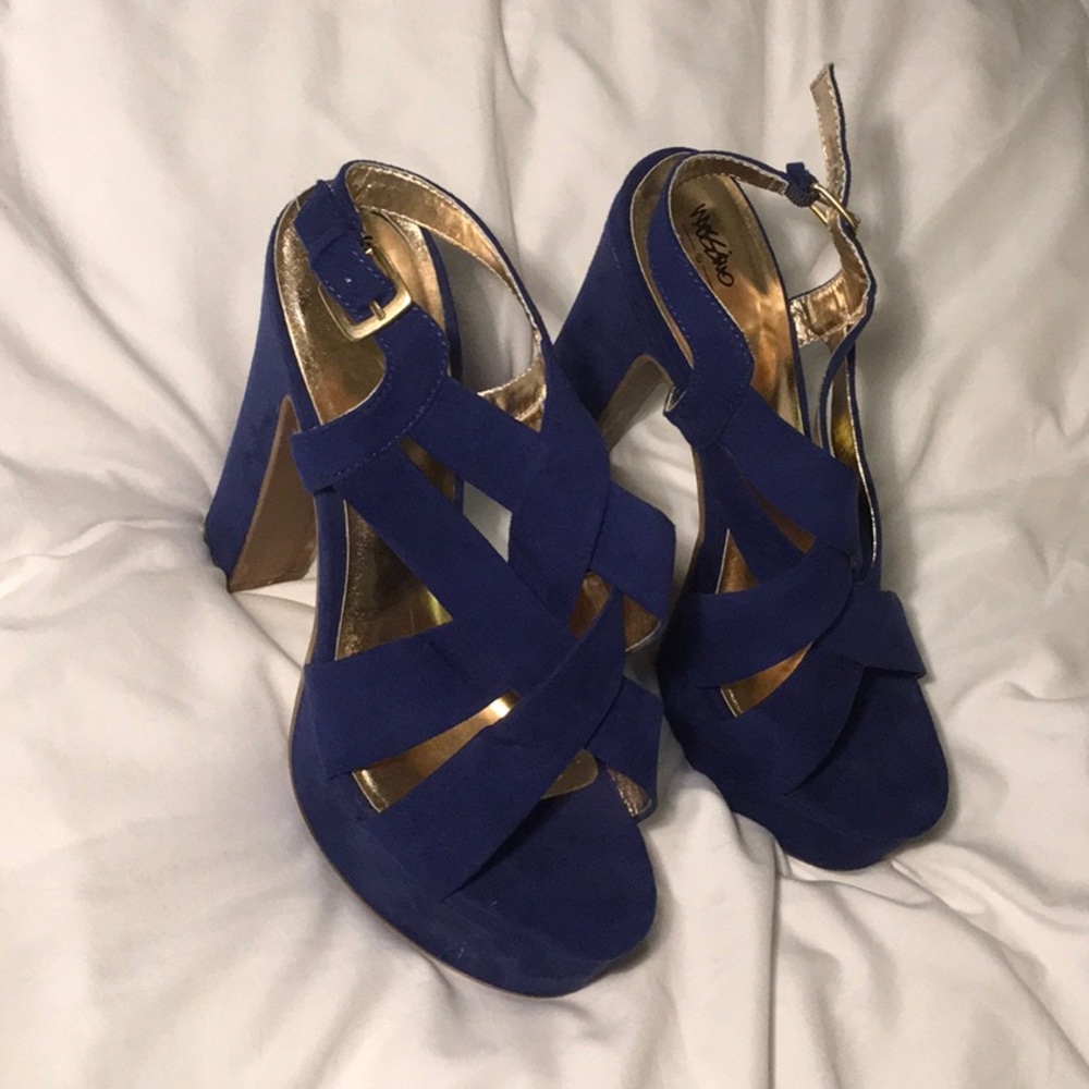 Royal Blue Velvet Platform Heels